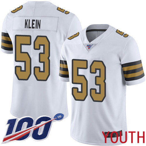 New Orleans Saints Limited White Youth A J  Klein Jersey NFL Football #53 100th Season Rush Vapor Untouchable Jersey->youth nfl jersey->Youth Jersey